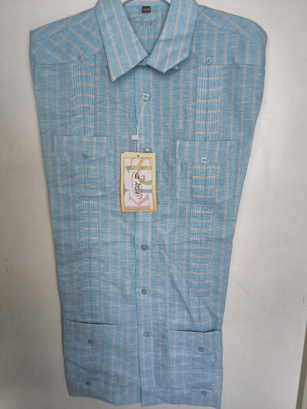 BOHIO Boys' Light Blue Striped Button-Down Shirt with NWT